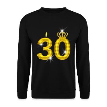30 birthday - Crown - candle - gold - Unisex Sweatshirt - black - Front - Alina (178cm) & Michal (187cm)