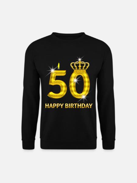 50 - Happy Birthday - Geburtstag - Zahl Gold - Unisex Pullover - Schwarz