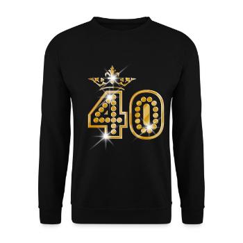 40 - Birthday - Queen - Gold - Burlesque - Unisex Sweatshirt - black - Front - Alina (178cm) & Michal (187cm)