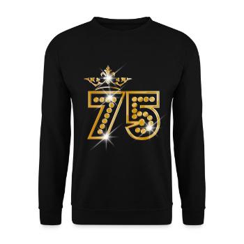 75 - Birthday - Queen - Gold - Burlesque - Unisex Sweatshirt - black - Front - Alina (178cm) & Michal (187cm)