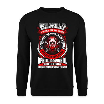 We Weld - Welder - EN - Unisex Pullover - Schwarz - Vorne - Alina (178cm) & Michal (187cm)
