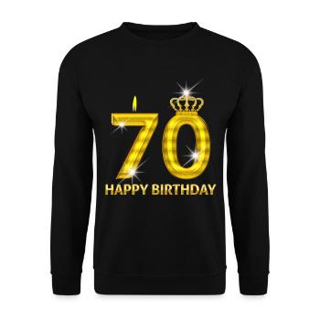 70 - happy birthday - birthday - number gold - Unisex Sweatshirt - black - Front - Alina (178cm) & Michal (187cm)