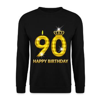 90 - happy birthday - birthday - number gold - Unisex Sweatshirt - black - Front - Alina (178cm) & Michal (187cm)