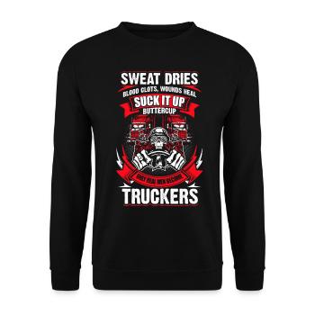 Suck it up butter cup - EN - Unisex Pullover - Schwarz - Vorne - Alina (178cm) & Michal (187cm)