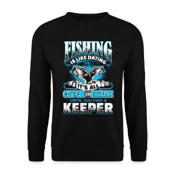 Fishing is Like Dating - Fishing - EN - Unisex Sweatshirt - black - Front - Alina (178cm) & Michal (187cm)