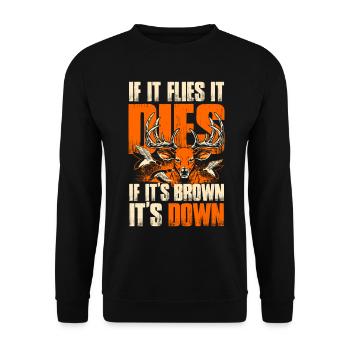 If Flies Dies, If brown Take down - Hunting - EN - Unisex Pullover - Schwarz - Vorne - Alina (178cm) & Michal (187cm)