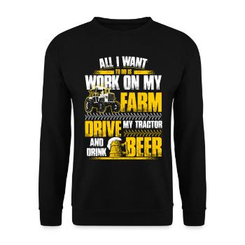 All I want to do - Farmer - EN - Unisex Sweatshirt - black - Front - Alina (178cm) & Michal (187cm)