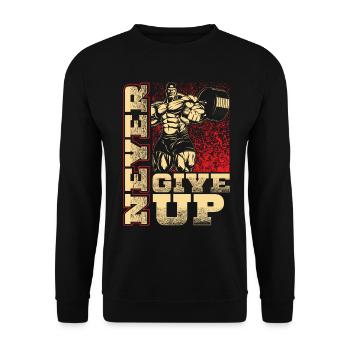 Never give up - Workout - Fitness - EN - Sweat-shirt Unisexe - noir - Devant - Alina (178cm) & Michal (187cm)
