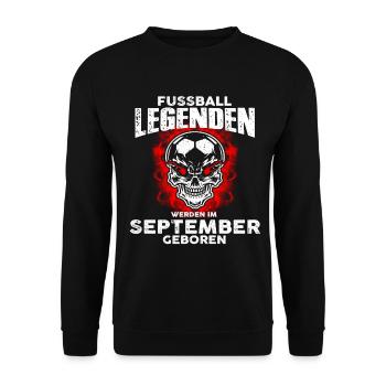 September - Geburtstag - Fussball - Legende - DE - Unisex Pullover - Schwarz - Vorne - Alina (178cm) & Michal (187cm)