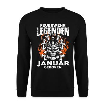 Incendie de janvier - anniversaire - - légende - - Sweat-shirt Unisexe - noir - Devant - Alina (178cm) & Michal (187cm)