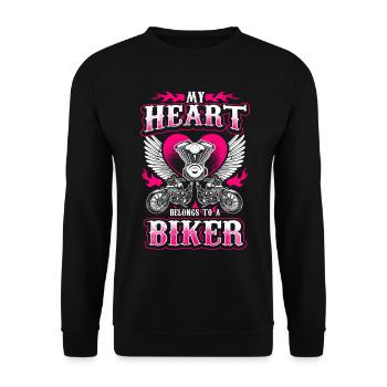 My Heart Belongs To A Biker - EN - Unisex Pullover - Schwarz - Vorne - Alina (178cm) & Michal (187cm)