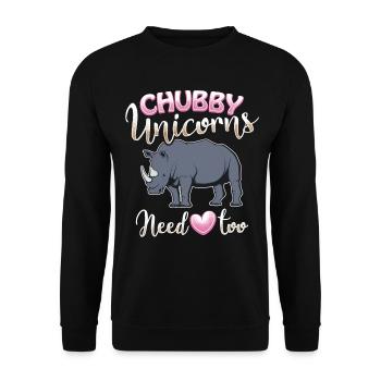 Chubby Unicorns Need Love too - EN - Unisex Pullover - Schwarz - Vorne - Alina (178cm) & Michal (187cm)