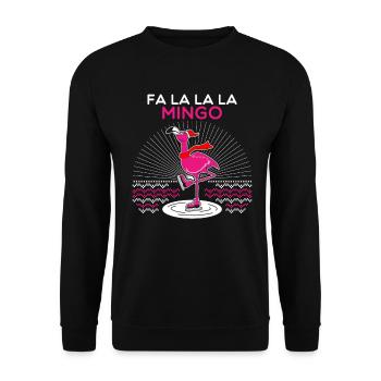 Flamingo Falala Ugly Christmas Sweater - Unisex Sweatshirt - black - Front - Alina (178cm) & Michal (187cm)