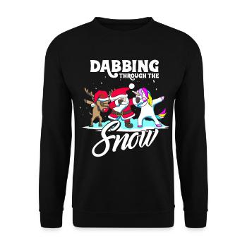 Dabbing Santa DAB Unicorn reindeer Christmas gift - Unisex Sweatshirt - black - Front - Alina (178cm) & Michal (187cm)