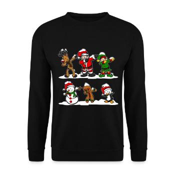 Dabbing Santa DAB reindeer Elf Christmas gift - Unisex Sweatshirt - black - Front - Alina (178cm) & Michal (187cm)
