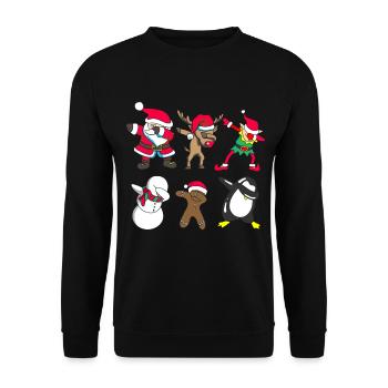Dabbing Santa DAB reindeer Elf Christmas gift - Unisex Sweatshirt - black - Front - Alina (178cm) & Michal (187cm)