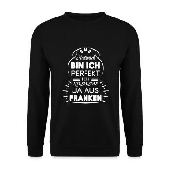 Ich komme aus Franken - Unisex Pullover - Schwarz - Vorne - Alina (178cm) & Michal (187cm)