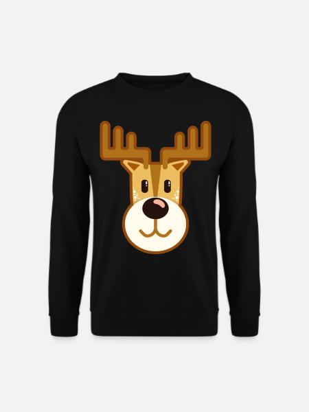 Elch Rentier Reh X-Mas Comic Cartoon Geschenk - Unisex Pullover - Schwarz