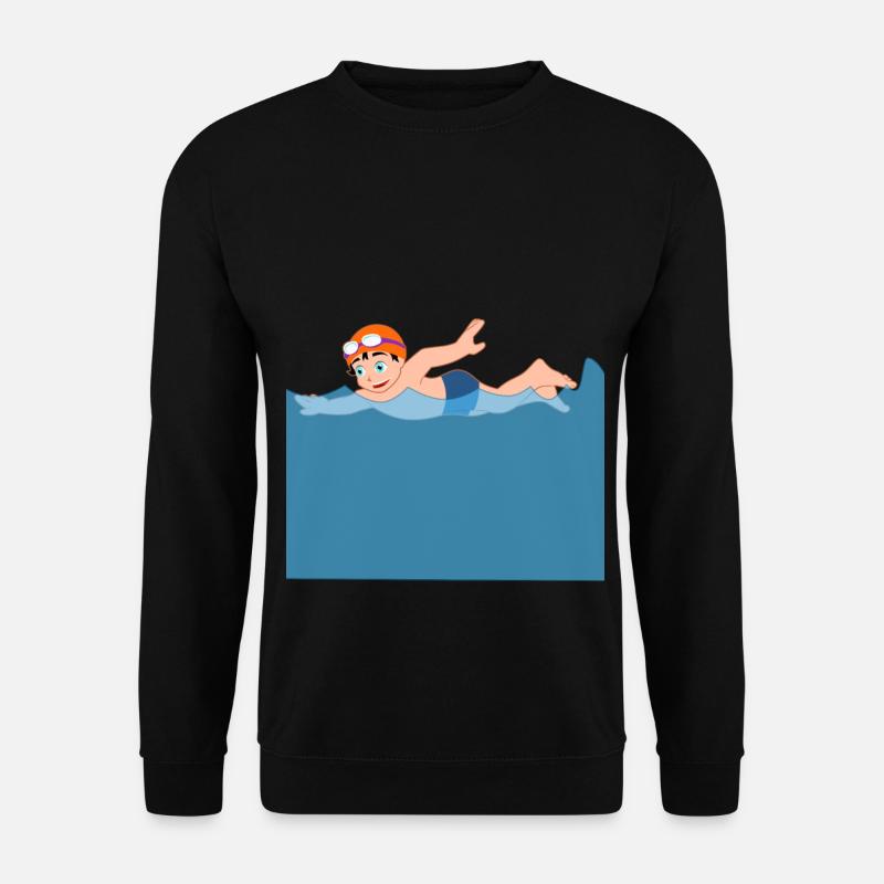 Dessin animé nageur vagues mer crawl cadeau - Sweat-shirt Unisexe - noir