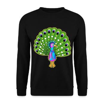 Peacock Comic Wheel Colorful Fun Shirt Kids Gift Idea - Unisex Sweatshirt - black - Front - Alina (178cm) & Michal (187cm)