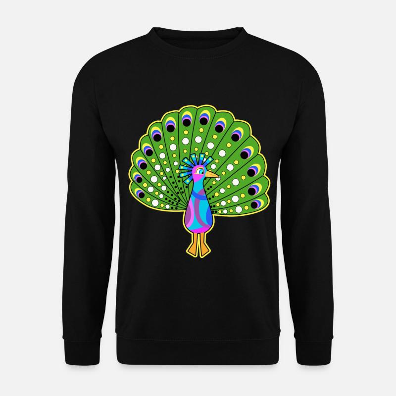 Pfau Comic Rad bunt Fun Shirt Kinder Geschenk Idee - Unisex Pullover - Schwarz