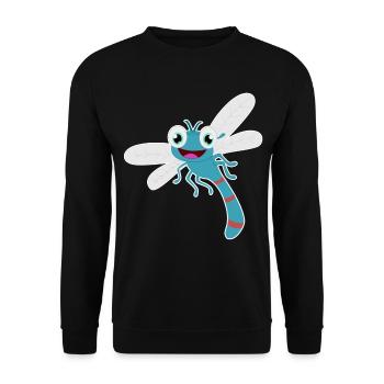 Libelle süß witzig Insekt Kawaii Comic Geschenk - Unisex Pullover - Schwarz - Vorne - Alina (178cm) & Michal (187cm)