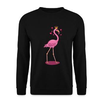 Flamingo crown hearts in love comic gift girl - Unisex Sweatshirt - black - Front - Alina (178cm) & Michal (187cm)
