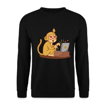 Singe Amour amoureux relation longue distance Chat Coeur Cadeau - Sweat-shirt Unisexe - noir - Devant - Alina (178cm) & Michal (187cm)