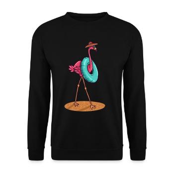 Flamingo Natation De bain de soleil nageur cadeau - Sweat-shirt Unisexe - noir - Devant - Alina (178cm) & Michal (187cm)