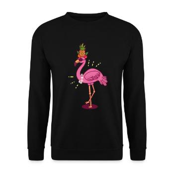 Flamingo Ananas Comic Girly Sonnenbrille Geschenk - Unisex Pullover - Schwarz - Vorne - Alina (178cm) & Michal (187cm)