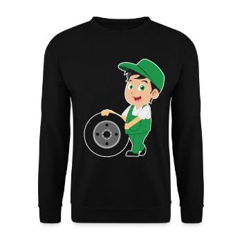 Auto Mechaniker Mechatroniker Reifen Tune Geschenk - Unisex Pullover - Schwarz - Vorne - Alina (178cm) & Michal (187cm)