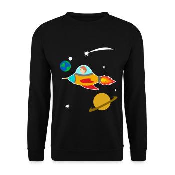 Univers de fusée garçon planète planète - Sweat-shirt Unisexe - noir - Devant - Alina (178cm) & Michal (187cm)