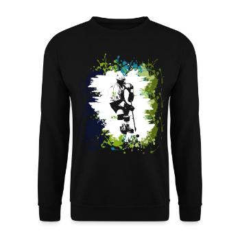 Ice Hockey Skate Sports Player Gift Idea - Unisex Sweatshirt - black - Front - Alina (178cm) & Michal (187cm)