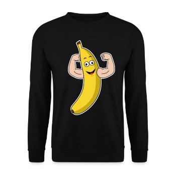 Banane Kraft Muskel Bodybuilding Bizeps Geschenk - Unisex Pullover - Schwarz - Vorne - Alina (178cm) & Michal (187cm)