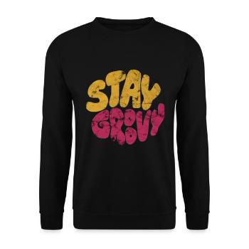 Stay Groovy - Unisex Pullover - Schwarz - Vorne - Alina (178cm) & Michal (187cm)