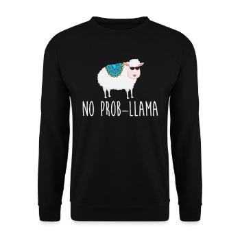No Prob LLama - Unisex Sweatshirt - black - Front - Alina (178cm) & Michal (187cm)
