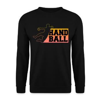 Handball Silhouette Kreisläufer Spruch Geschenk - Unisex Pullover - Schwarz - Vorne - Alina (178cm) & Michal (187cm)