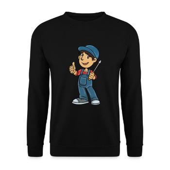 Mechaniker Auto lustig Werkzeug Comic Geschenk - Unisex Pullover - Schwarz - Vorne - Alina (178cm) & Michal (187cm)