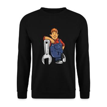 Mechanic car repair shop dungarees gift - Unisex Sweatshirt - black - Front - Alina (178cm) & Michal (187cm)