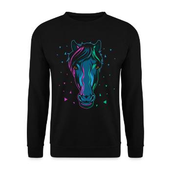 Pferdekopf Pferd Pony Hengst Reiten Geschenk Bunt - Unisex Pullover - Schwarz - Vorne - Alina (178cm) & Michal (187cm)