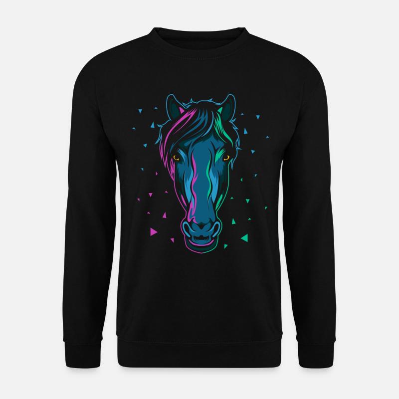 Pferdekopf Pferd Pony Hengst Reiten Geschenk Bunt - Unisex Pullover - Schwarz