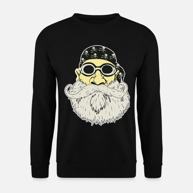 Bart Hipster Rocker Motorrad Totenkopf Geschenk - Unisex Pullover - Schwarz