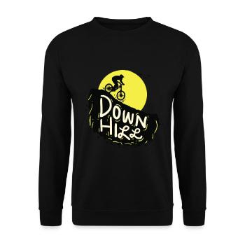 Mountainbike MTB Downhill Biker Retro Geschenk - Unisex Pullover - Schwarz - Vorne - Alina (178cm) & Michal (187cm)