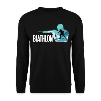 Biathlon sporting event athlete gift idea - Unisex Sweatshirt - black - Front - Alina (178cm) & Michal (187cm)