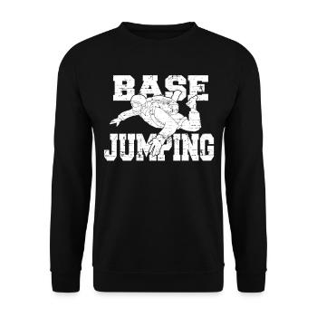 Base Jumping Jumper Fallschirmspringer Geschenk - Unisex Pullover - Schwarz - Vorne - Alina (178cm) & Michal (187cm)