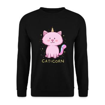 Rosa entzückende flauschige Geschenkidee der Katze - Unisex Pullover - Schwarz - Vorne - Alina (178cm) & Michal (187cm)