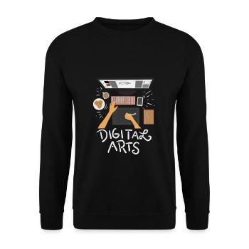 Digital Arts Arbeitsplatz Geschenkidee - Unisex Pullover - Schwarz - Vorne - Alina (178cm) & Michal (187cm)