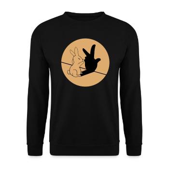 Lustiger Hase retro Ostern Geschenkidee - Unisex Pullover - Schwarz - Vorne - Alina (178cm) & Michal (187cm)