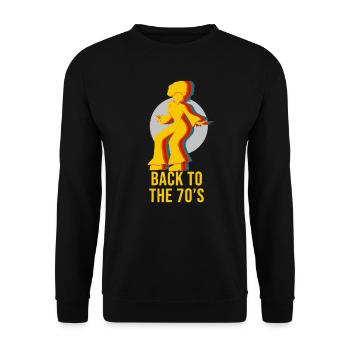 70s seventies afro retro vintage disco gift - Unisex Sweatshirt - black - Front - Alina (178cm) & Michal (187cm)