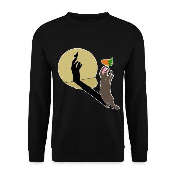 Kaninchen Schmetterling Ostern Hase Geschenkidee - Unisex Pullover - Schwarz - Vorne - Alina (178cm) & Michal (187cm)